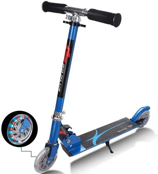 BOXED GOPLUS BLUE FOLDING ALUMINUM 2 WHEEL KIDS KICK SCOOTER ADJUSTABLE HEIGHT LED LIGHT UP