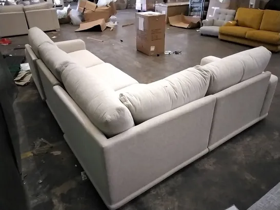 QUALITY BRITISH DESIGNED LOUNGE CO DUAL POWER RECLINING LARGE SOFA GROUP BEIGE FABRIC  