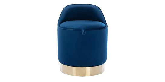 BOXED BLUE VELVET STORAGE FOOTSTOOL (1 BOX)