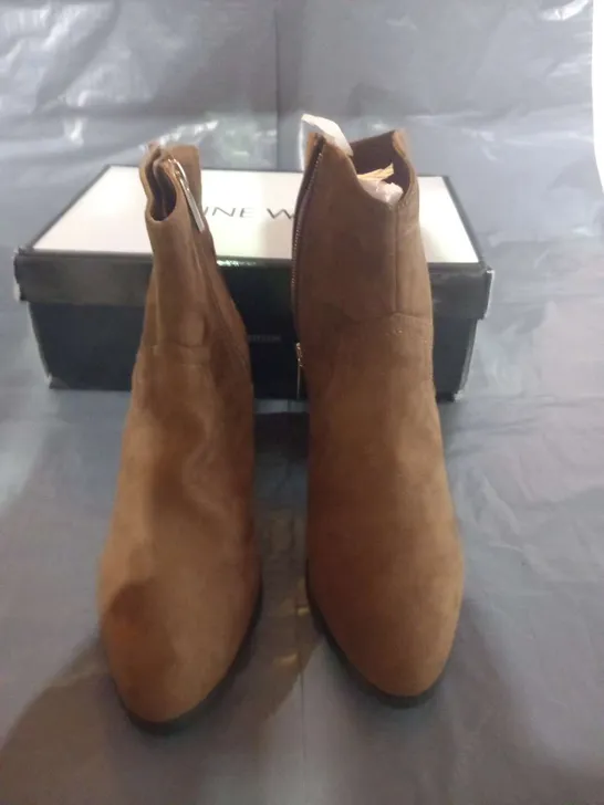 FAITH BROWN SUEDE EFFECT ANKLE BOOTS SIZE 4