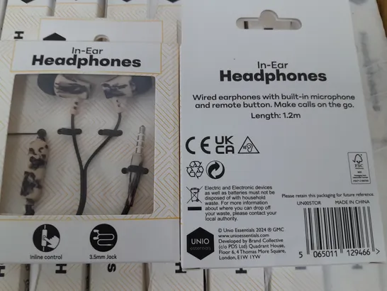 LOT OF 20 BRAND NEW BOXED 1.2M IN-EAR HEADPHONES - TORTOISE