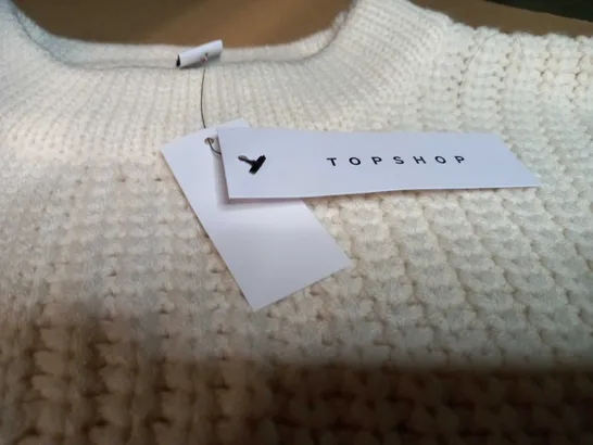 TOPSHOP WHITE KNITTED OVERSIZED JUMPER - XS