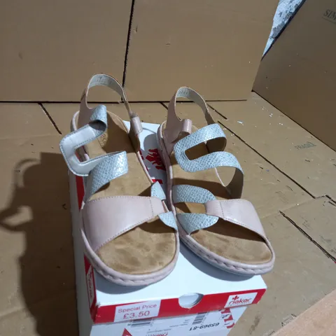 RIEKER WHITE/BEIGE WEDGE SANDALS SIZE 