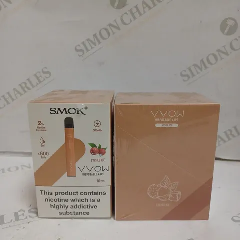 BOXED 1 PACK OF 10 SMOK VVOW DISPOSABLE VAPES - LYCHEE ICE