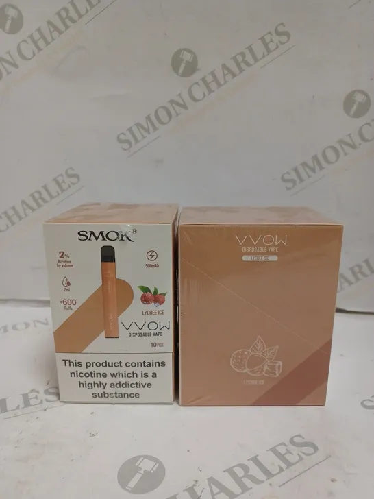 BOXED 1 PACK OF 10 SMOK VVOW DISPOSABLE VAPES - LYCHEE ICE