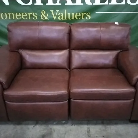 QUALITY ITALIAN DESIGNER GRADO TAN LEATHER POWER RECLINER LOVESEAT 