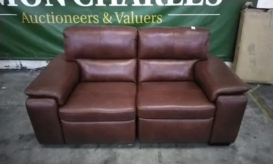 QUALITY ITALIAN DESIGNER GRADO TAN LEATHER POWER RECLINER LOVESEAT 