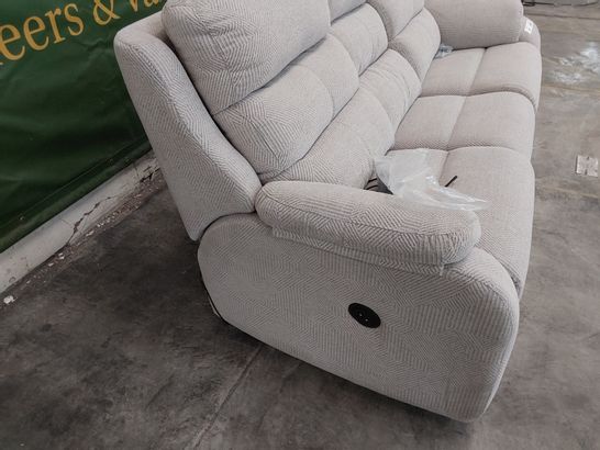QUALITY BRITISH DESIGNER G PLAN GREENWICH DOUBLE END POWER RECLINING THREE SEATER SOFA SCALE DOVE FABRIC