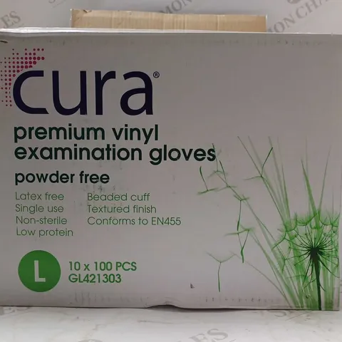 CURA PREMIUM POWDER FREE VINYL EXAMINATION GLOVES (10X100 PCS) SIZE L