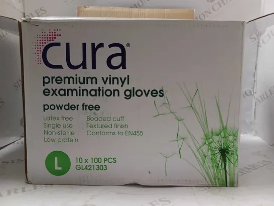 CURA PREMIUM POWDER FREE VINYL EXAMINATION GLOVES (10X100 PCS) SIZE L