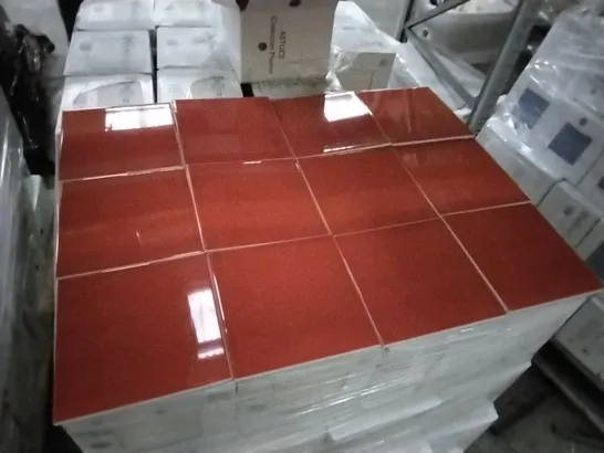 PALLET OF 96 BOXES OF 25 BRAND NEW RED ASTUCE 20x20cm TILES - EACH PACK COVERS APPROXIMATELY 1M² (TOTAL APPROX. 96 Sq.Metres)