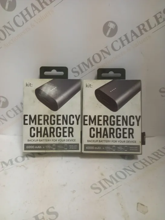 2 X BOXED KIT: EMERGENCY BACK-UP 6000MAH PORTABLE POWER BANKS 