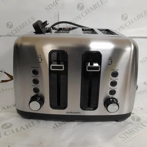 BOXED COOKWORKS METAL 4 SLICE TOASTER IN SLIVER