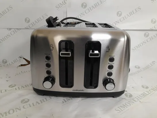 BOXED COOKWORKS METAL 4 SLICE TOASTER IN SLIVER