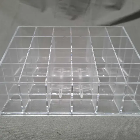 BOX OF APPROXIMATELY 40 24-SLOT ACRYLIC MAKE-UP ORGANISERS