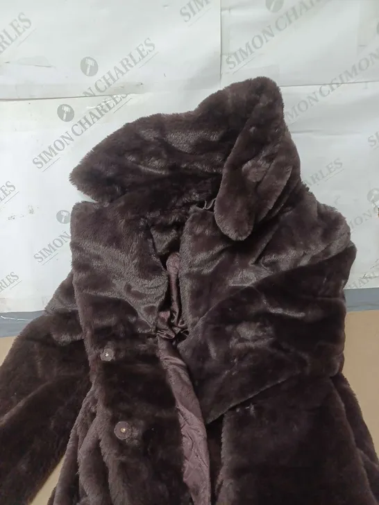 REAL FAUX FUR COAT SIZE 12 BROWN