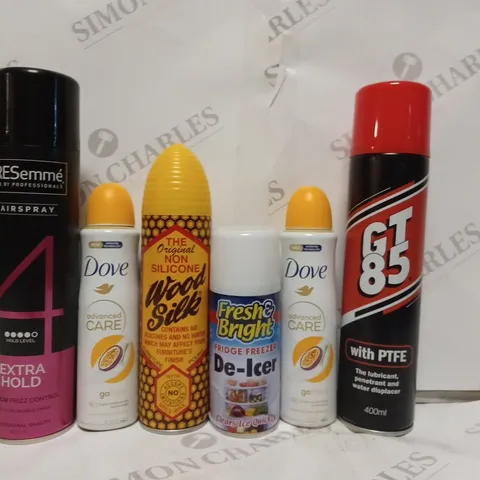 APPROXIMATELY 15 ASSORTED AEROSOL PRODUCTS TO INCLUDE TRESEMMÉ HAIRSPRAY, DOVE ADVANCED CARE, WOOD SILK, ETC - COLLECTION ONLY