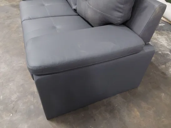 DESIGNER TWO SEATER SOFA GREY LEATHER 