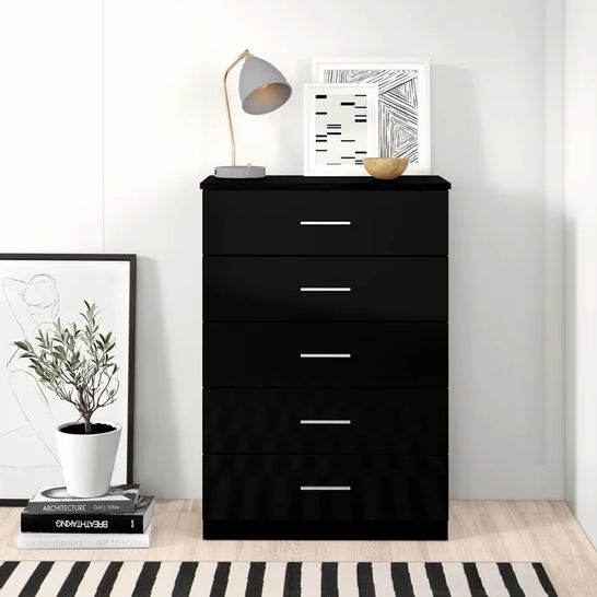 BOXED EVA 5 DRAWER 70CM CHEST OF DRAWERS- BLACK 