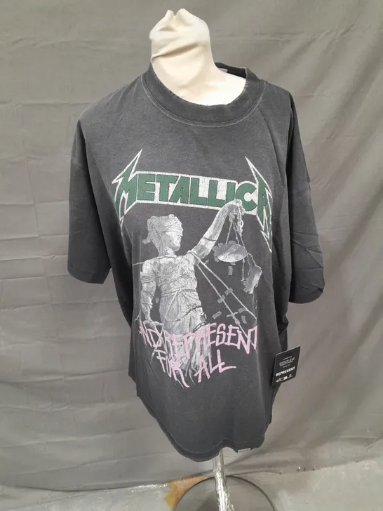 REPRESENT METALLICA JUSTICE TSHIRT IN STAINED BLACK SIZE M