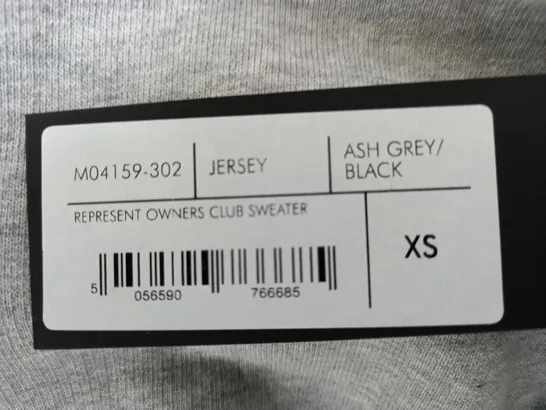 REPRESENT OWNERS CLUB SWEATER IN ASH GREY/BLACK - XS