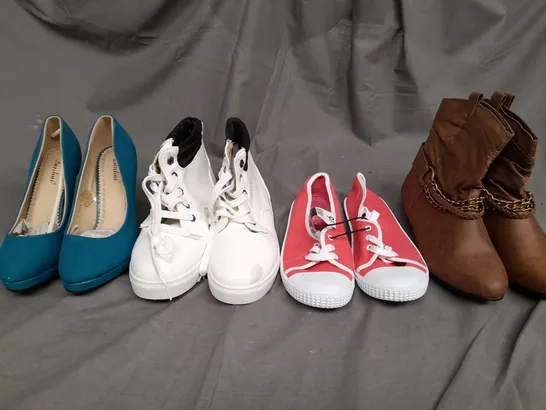 BOX OF APPROXIMATELY 10 ASSORTED PAIRS OF SHOES IN VARIOUS SIZES, COLOURS AND STYLES