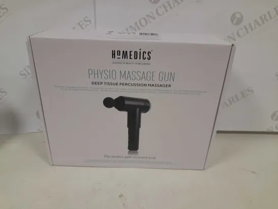 BOXED HOMEDICS PHYSIO MASSAGE GUN DEEP TISSUE PERCUSSION MASSAGER