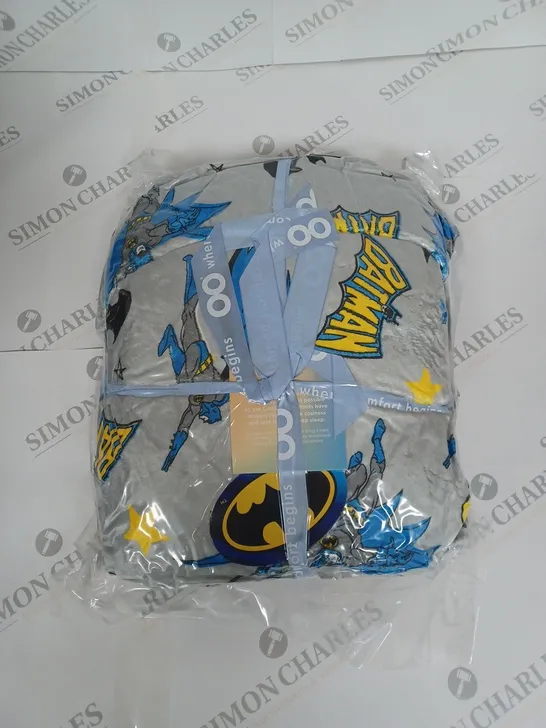 THE OODIE HOODED FLEECE LINED BATMAN BLANKET IN GREY