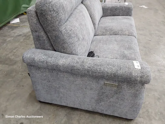 QUALITY ITALIAN DESIGNER ADRIANO POWER RECLINING THREE SEATER SOFA GREY FABRIC 