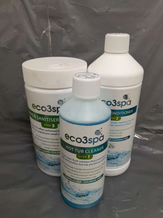 ECO3SPA HOT TUB CLEANER , WATER CONDITIONER AND WATER SANITISER TABLETS SET 