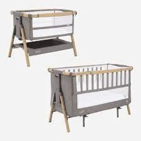 BOXED COZEE XL BEDSIDE CRIB & COT - OAK / CHAR		