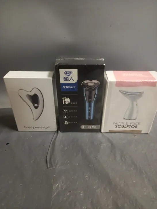 LOT OF 3 ASSORTED SEALED ELECTRICALS TO INCLUDE - NECK & FACE SCULPTER - BEAUTY MASSAGER - ETC