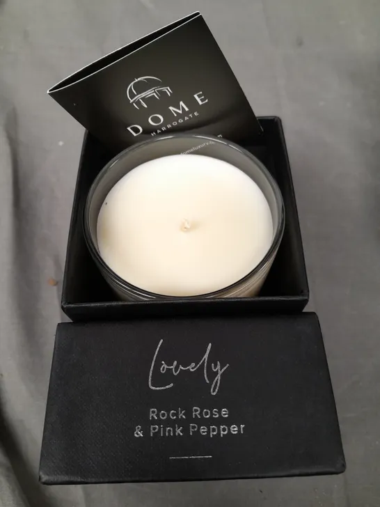 BOXED DOME HARROGATE ROCK ROSE AND PINK PEPPER SCENTED CANDLE 