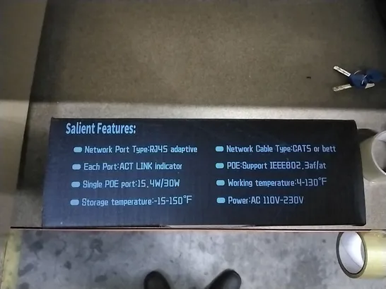 A BOX OF 8 BOXED GIGABIT ETHERNET PORTS