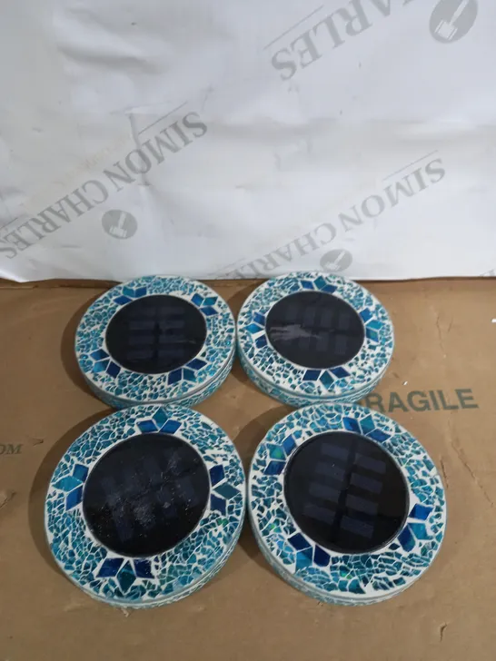 BELL & HOWELL SET OF 4 GLASS MOSAIC DESIGN SOLAR DISK LIGHTS