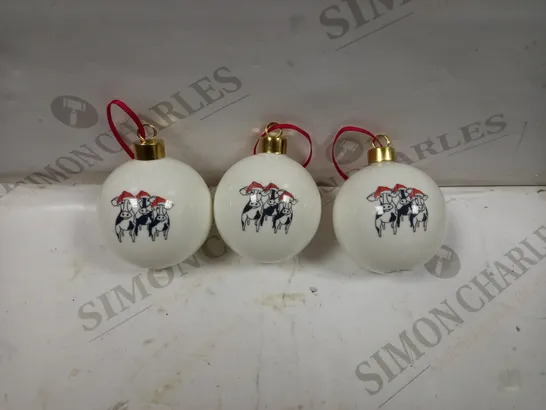 BOX OF 3 MANDY BILLINGTON FINE BONE CHINA FARM BAUBLES 