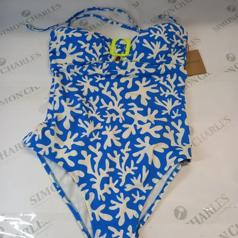 BODEN FLORAL DETAIL SWIMSUIT IN BLUE SIZE 12