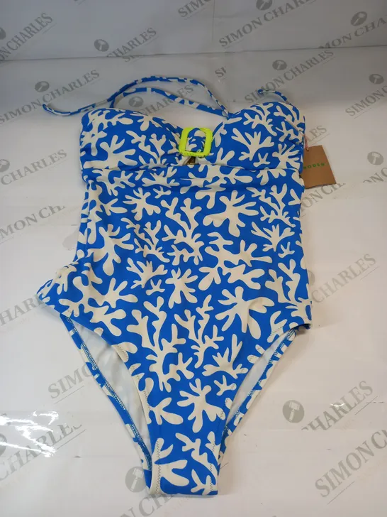 BODEN FLORAL DETAIL SWIMSUIT IN BLUE SIZE 12