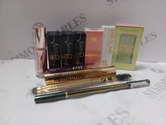 APPROXIMATELY 10 MAKEUP PRODUCTS TO INCLUDE REVOLUTION CONCEAL & DEFINE (4g), IBCCCNDC ON-THE-GO BLLUSH (19g), YOUNG VISION COLOUR BLOOM LIQUID BLUSH (5.2ml), ETC