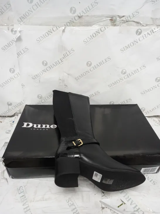 DUNE TILDING BOOT BLACK LEATHER SIZE 6 - BOXED 