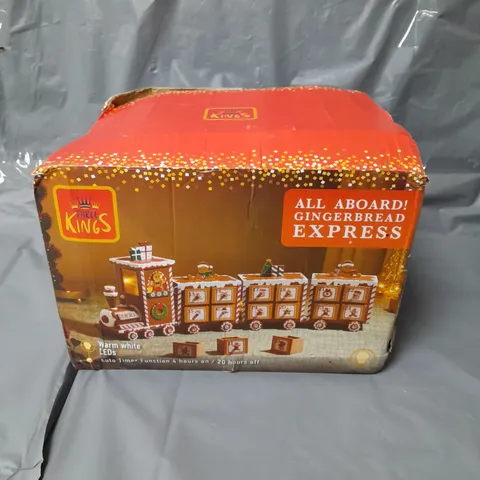 BOXED THREE KINGS GINGERBREAD TRAIN LIGHT UP ADVENT CALENDAR