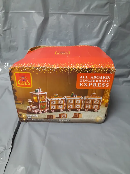 BOXED THREE KINGS GINGERBREAD TRAIN LIGHT UP ADVENT CALENDAR RRP £29.99