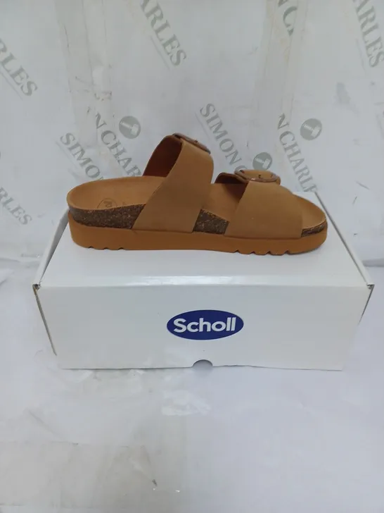 BOXED SCHOLL SOFTSTEP LADIES SANDALS BUCKLE FASTENING SIZE 6 TAN