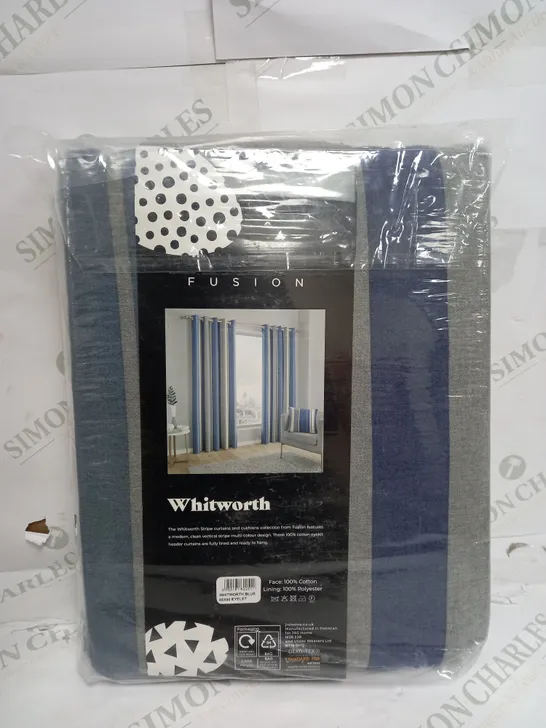 FUSION WHITWORTH FULLY LINED EYELET CURTAINS - BLUE