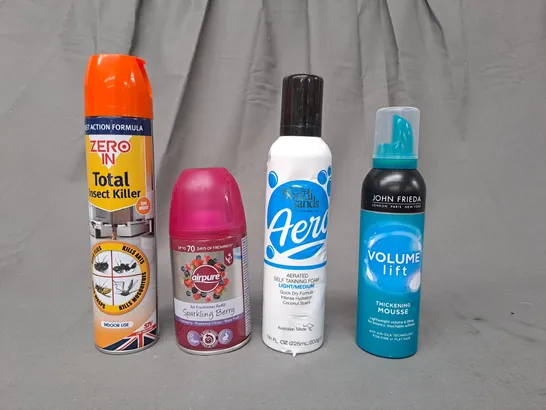 APPROXIMATELY 10 ASSORTED AEROSOL ITEMS IN INCLUDE INSECT KILLER, AIR FRESHENER REFILL, THICKENING MOUSSE, ETC - COLLECTION ONLY