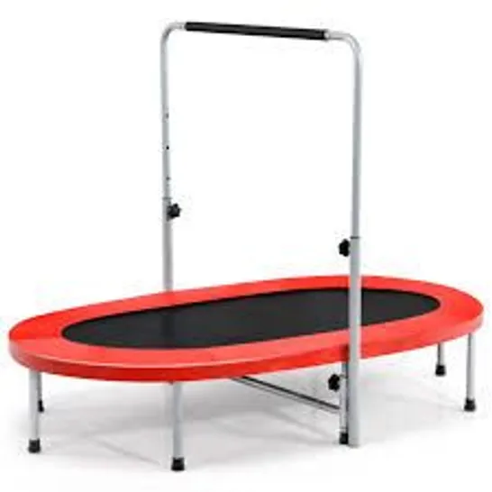 BOXED COSTWAY 60inch TRAMPOLINE FOR 2 PEOPLE FOLDABLE REBOUNCER WITH ADJUSTABLE HAND RAIL (1 BOX)