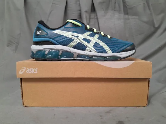 BOXED PAIR OF ASICS GEL-QUANTUM 360 VII SHOES IN LIGHT INDIGO/LIME GREEN UK SIZE 9