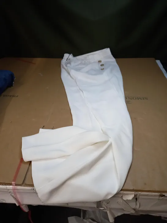 WHITE BUTTONED LADIES TROUSERS UK S