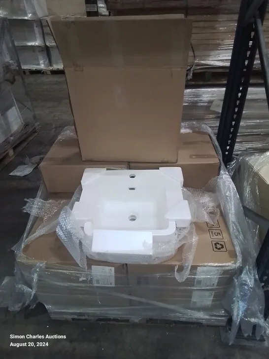 PALLET CONTAINING 11 BATHROOM PORCELAIN SINKS AS NEW