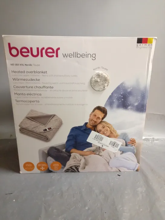 BOXED BEURER WELLBEING HD 150 XXL HEATED BLANKET IN TAUPE